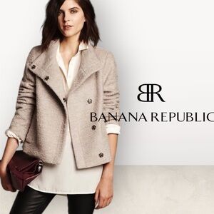 Banana Republic Women’s Teddy Sherpa Wool Blend Jacket Tan L Style C7Y5522